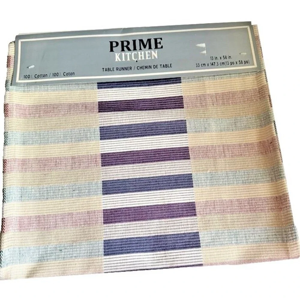 Prime Kitchen Table Runner Purple Blue Beige Subway Tile Look 13x58